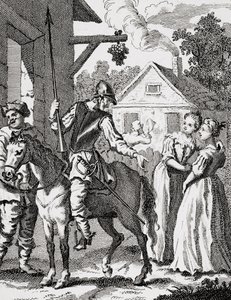 Don Quijote y Sancho Panza en una posada, publicado en 1798 de William Hogarth