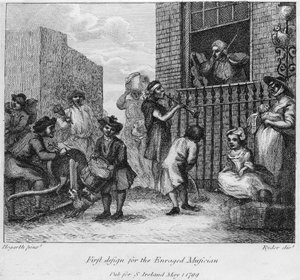 Primer diseño para El músico enfurecido, 1799 de William Hogarth