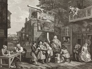 Cuatro impresiones de una elección. Hoja 2: Buscando votos de William Hogarth