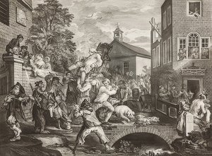 Cuatro impresiones de una elección / Las elecciones parlamentarias. Hoja 4: Triunfo de los miembros de William Hogarth