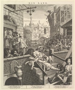Gin Lane, 1 de febrero de 1751 de William Hogarth
