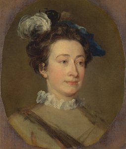 Chica con sombrero emplumado de William Hogarth