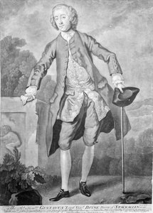 Gustavus Hamilton, grabado por Andrew Miller de William Hogarth