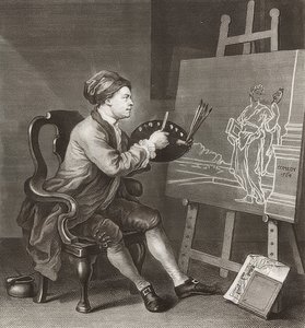 Hogarth pintando la Musa Cómica de William Hogarth