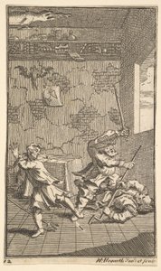 Hudibras Golpeando a Sidrophel y Whachum Diecisiete Pequeñas Ilustraciones para Samuel Butler, 1721-26