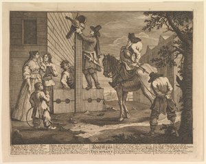 Hudibras Triunfante Doce Grandes Ilustraciones para Hudibras de Samuel Butler, Placa 4, 1725-68 de William Hogarth