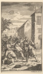Hudibras vencido por Trulla, diecisiete pequeñas ilustraciones para Hudibras de Samuel Butler