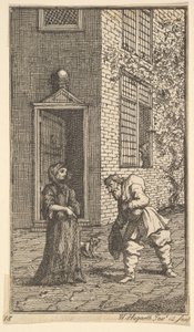 Hudibras cortejando a la viuda, diecisiete pequeñas ilustraciones para Hudibras de Samuel Butler