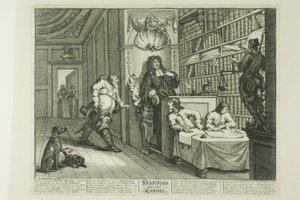 Hudibras y el abogado, lámina doce de Hudibras de William Hogarth