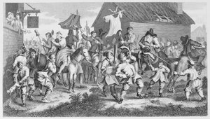 Hudibras se encuentra con el Skimmington de William Hogarth