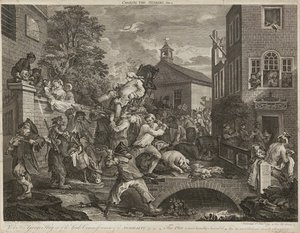 Humores de una elección (conjunto de cuatro) de William Hogarth