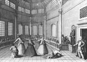 Dentro de una mezquita turca, ilustración de 