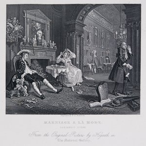 Matrimonio a la moda: Escena del desayuno de William Hogarth