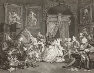 Marriage à la Mode / Matrimonio a la moda. Lámina 4: El tocador / El lever de la condesa. 1745 de William Hogarth