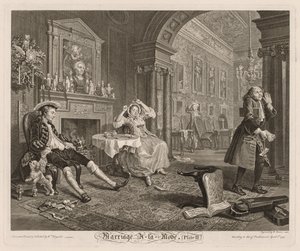 Matrimonio a la moda: Placa II, 1745 de William Hogarth