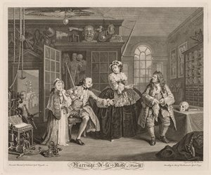 Matrimonio a la Moda: La Escena con el Charlatán, 1745 de William Hogarth