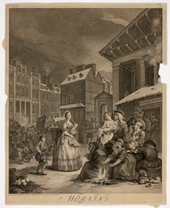 Mañana, lámina uno de Las cuatro horas del día de William Hogarth