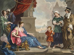 Moisés llevado a la hija del faraón, ilustración de 