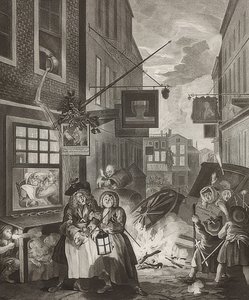Noche. De: Las cuatro horas del día. 1738 de William Hogarth