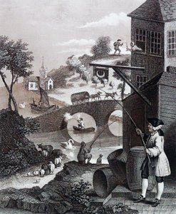 Sátira sobre la falsa perspectiva de William Hogarth