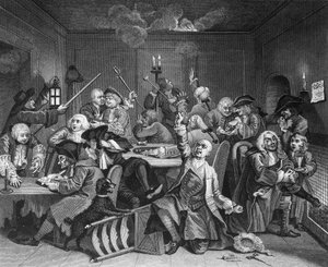 Escena VI: El libertino en la casa de juego de William Hogarth