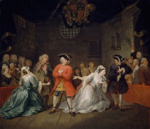 Escena de La ópera del mendigo de John Gay, 1728 de William Hogarth