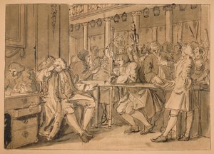Boceto para Industria y Ociosidad - Placa X, 1747 de William Hogarth