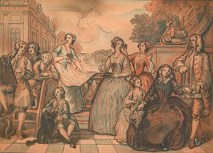 Boceto para La conversación de la familia Jones, 1730 de William Hogarth