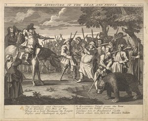 La Aventura del Oso y el Violín, Placa 3: Ilustraciones a Samuel Butler, 1725-30 de William Hogarth