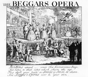La ópera del mendigo parodiada, 1728 de William Hogarth