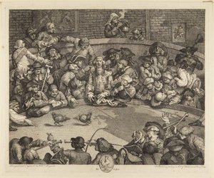 La arena de peleas de gallos de William Hogarth