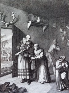 El cura y el barbero se disfrazan para llevar a Don Quijote a casa. por William Hogarth de William Hogarth