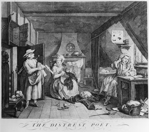 El poeta angustiado, 1740 de William Hogarth