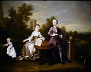 La familia Edwards Hamilton en su terraza en Kensington de William Hogarth