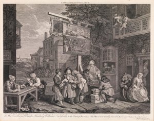 La elección, lámina 2: «Campaña de captación de votos» de William Hogarth