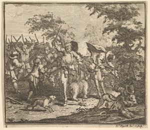 El encuentro con Talgol y Magnano Diecisiete pequeñas ilustraciones para Samuel Butler de William Hogarth