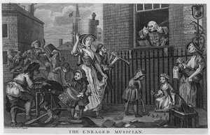 El músico enfurecido de William Hogarth
