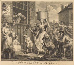 El músico enfurecido de William Hogarth