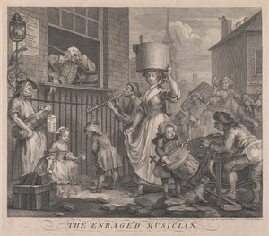 El músico enfurecido de William Hogarth
