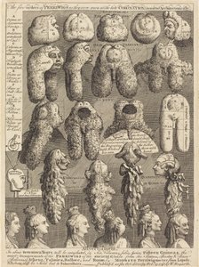 Las Cinco Órdenes de Pelucas como se Usaron en la Última Coronación, Medidas Arquitectónicamente de William Hogarth