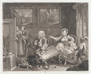 La Prostituta Encuentra un Protector, diseñado 1732, impreso 1744 de William Hogarth