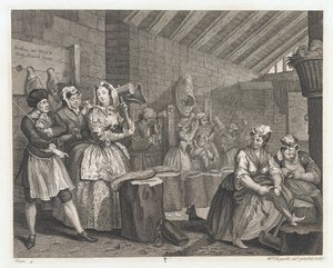 La Prostituta Alojada en Bridewell, diseñado 1732, impreso 1744 de William Hogarth