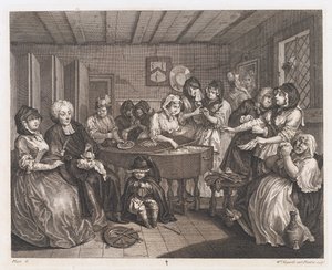 El funeral de la ramera, diseñado en 1732, impreso en 1744 de William Hogarth