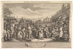 El aprendiz ocioso ejecutado en Tyburn: Industria y ociosidad, placa 11, 30 de septiembre de 1747