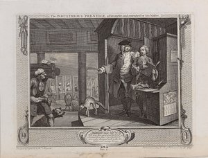 El aprendiz industrioso, un favorito, y confiado por su maestro, 1747 de William Hogarth