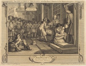 El aprendiz industrioso fuera de su tiempo y casado con la hija de su maestro de William Hogarth