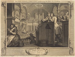 El Aprendiz Industrioso cumpliendo con el Deber de un Cristiano de William Hogarth