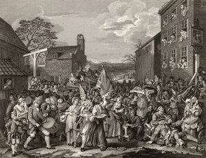 La Marcha a Finchley, grabado por T.E. Nicholson, de 
