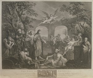 La piscina de Betesda, grabado por J.M. Delatre y Simon Francis Ravenet, publicado por John Boydell, 1772