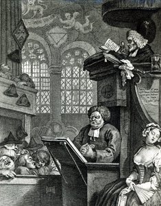 La congregación durmiente, 1736 de William Hogarth